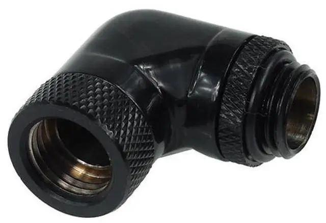 Main image of Alphacool 90° Revolvable Male to Female Angled Adaptor - Deep Black (17057)