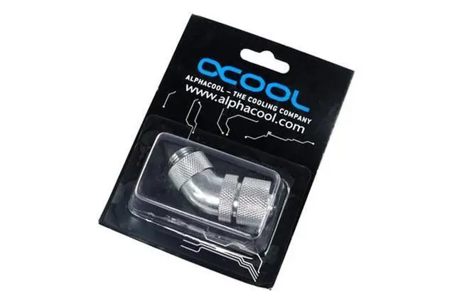 Alt view image 3 of 3 - Alphacool G1/4 3/8"ID x 1/2"OD (13/10) 45° Revolvable Compression Fitting - Chrome (17151)