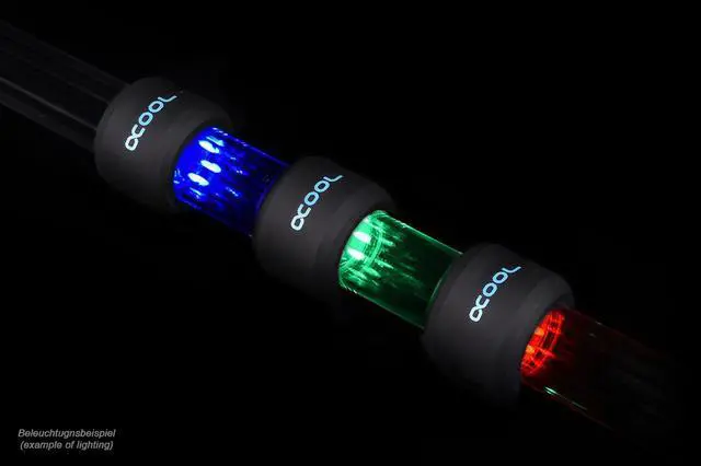 Main image of Alphacool Aurora HardTube LED Ring for 13mm OD Tubing, Deep Black, RGB LEDs