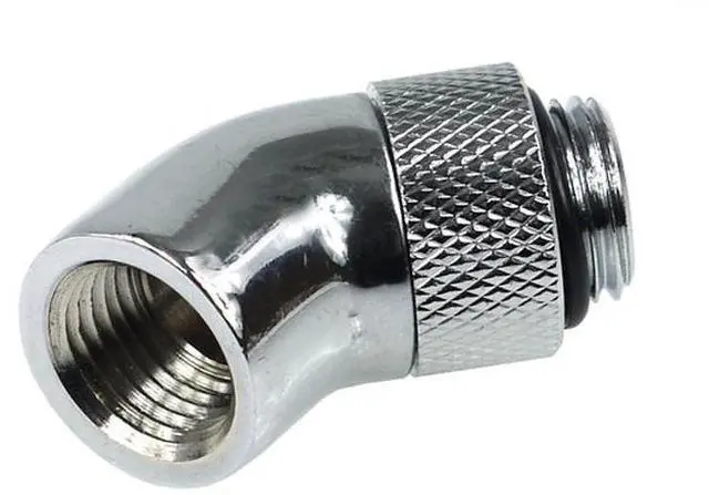 Main image of Alphacool G1/4 45° Male to Female Revolvable Angled Adaptor - Chrome (17050)