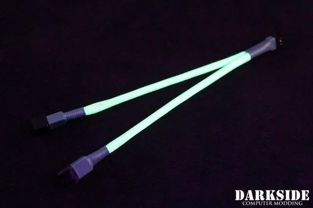 Alt view image 4 of 4 - Darkside 3-Pin Dual Fan Power Y-Cable Splitter - Green UV (DS-0441)