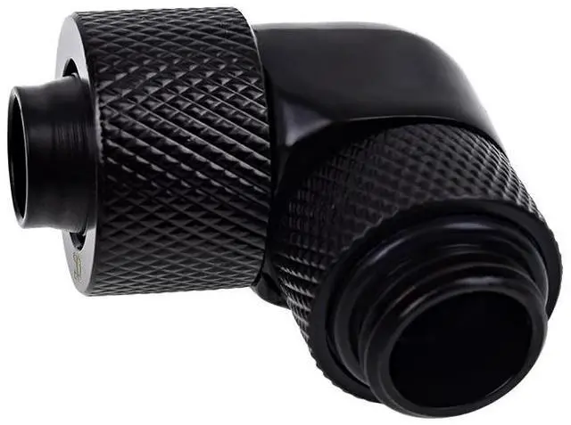 Main image of Alphacool Eiszapfen 3/8" ID x 1/2" OD G1/4 90° Rotatable Compression Fitting - Black (17230)
