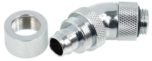 Main image of Alphacool G1/4 3/8"ID x 1/2"OD (13/10) 45° Revolvable Compression Fitting - Chrome (17151)