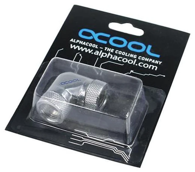 Alt view image 2 of 2 - Alphacool G1/4 Revolvable Female to Female L-Connector - Chrome (17038)