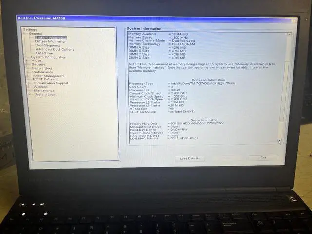 Alt view image 4 of 5 - DELL Precision M4700 Mobile Workstation Intel i7 3740QM 2.7Gz 16GB RAM 500GB HDD DVDRW WIFI Webcam HDMI 15.6" FHD AMD FirePro M4000 Battery 180W Dell AC Adapter Windows 10 Pro