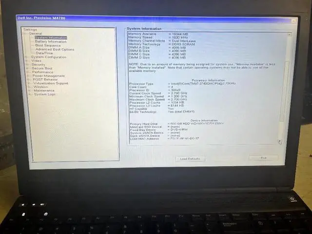 Alt view image 4 of 5 - DELL Precision M4700 Mobile Workstation Intel i7 3740QM 2.7Gz 16GB RAM 500GB HDD DVDRW WIFI Webcam HDMI 15.6" FHD AMD FirePro M4000 Battery 180W Dell AC Adapter Windows 10 Pro