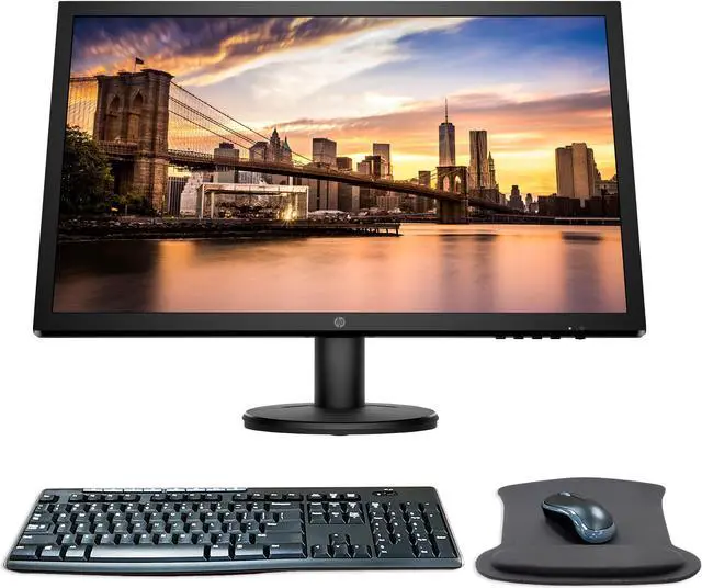 Main image of HP V24 24 Inch FHD LED-Backlit LCD Monitor Bundle with HDMI, FreeSync, MK270 Wireless Keyboard and Mouse Combo, Gel Pad