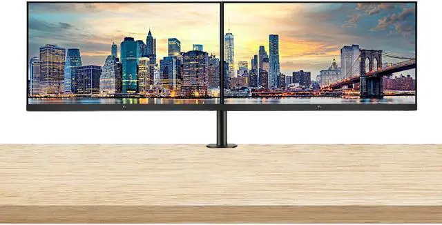 Main image of HP EliteDisplay E27q G4 27 Inch IPS LED Backlit Monitor 2-Pack Bundle with Fully Adjustable Desk Mount Monitor Stand