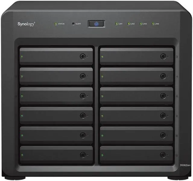 Main image of Synology DiskStation DS3622xs+ NAS Server with Xeon 2.2GHz CPU, 48GB Memory, 144TB HDD Storage, 2 x 10GbE LAN Ports, DSM Operating System