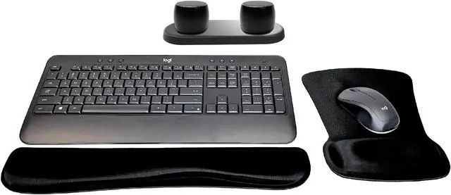 Main image of Logitech MK540 Advanced Wireless Keyboard & Mouse Combo Travel Home Office Modern Bundle with Set of 2 Pro Portable Wireless Bluetooth Speakers, Charging Tray, Gel Wrist Pad & Gel Mouse Pad