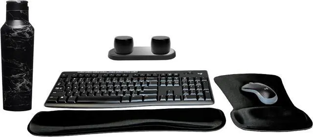 Main image of Logitech MK270 Wireless Keyboard & Mouse Combo Travel Home Office Modern Bundle with Set of 2 Pro Portable Wireless Bluetooth Speakers, Charging Tray, Gel Wrist Pad, Gel Mouse Pad & 20 oz. Canteen