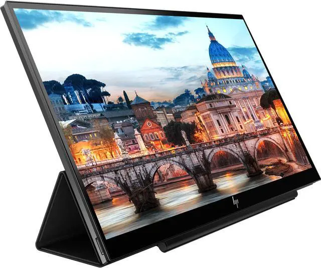 Alt view image 2 of 7 - HP E14 FHD (1920x1080) Portable Monitor Travel Bundle with USB Type-C and Micro Bluetooth Speaker with Professional Sound, Built-in Microphone and Remote Shutter for Selfies