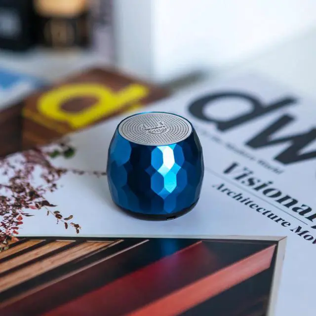 Alt view image 5 of 6 - Fashionit U Speakers Micro Bluetooth Computer Speaker 2-Pack Bundle with Matching Speaker, Built-In Mic & Selfie Remote Control, for Workspace, Desktop, Laptop, Mobile, Tablet, PC - Glam Midnight Blue