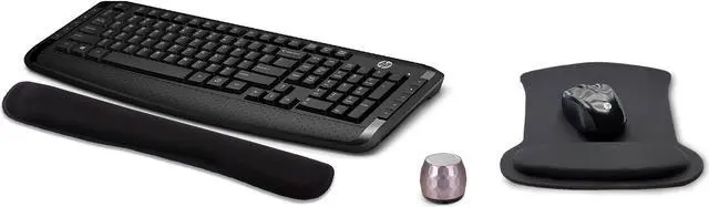 Main image of HP Wireless Keyboard & Mouse 300 PC Accessories Bundle with Gel Mouse & Wrist Pads, & Micro Bluetooth Speaker with Professional Sound, Built-in Mic & Remote Selfie Button - Glam Lilac