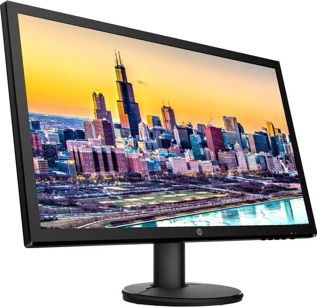 Alt view image 3 of 7 - HP V24 24 inch TN Full HD 1920 x 1080 LED Backlit LCD Monitor 2-Pack Bundle with HDMI & VGA ports, 75Hz Refresh Rate, Low Blue Light, Desk Mount Clamp Dual Monitor Stand, & Mini Speaker - Glam Black