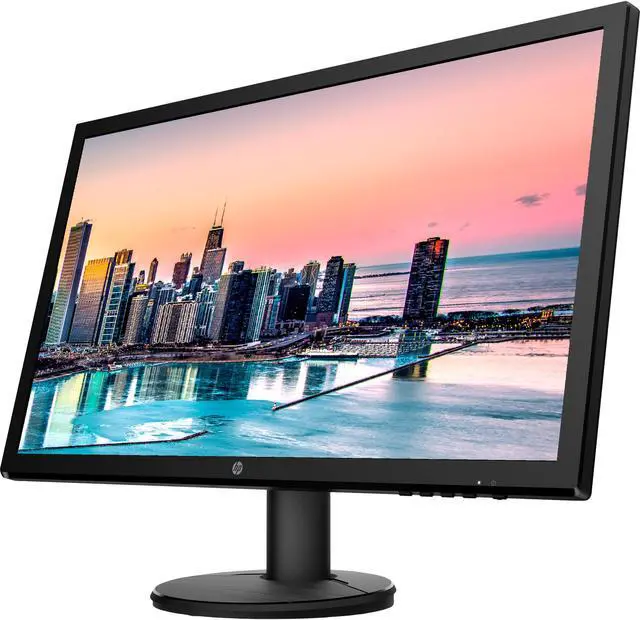 Alt view image 4 of 7 - HP V24 24 inch TN Full HD 1920 x 1080 LED Backlit LCD Monitor 2-Pack Bundle with HDMI & VGA ports, 75Hz Refresh Rate, Low Blue Light, Desk Mount Clamp Dual Monitor Stand, & Mini Speaker - Glam Black