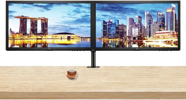 Main image of HP V24 24 inch TN Full HD 1920 x 1080 LED Backlit LCD Monitor 2-Pack Bundle with FreeSync, 75Hz Refresh Rate, Low Blue Light, Desk Mount Clamp Dual Monitor Stand, & Mini Speaker - Mirror Rose Gold