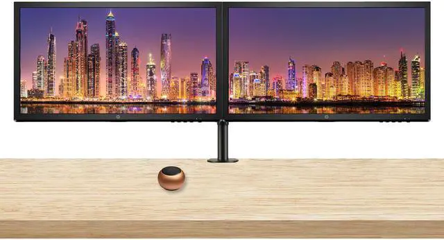 Main image of HP V24 24 inch TN Full HD 1920 x 1080 LED Backlit LCD Monitor 2-Pack Bundle with HDMI & VGA ports, 75Hz Refresh Rate, Low Blue Light, Desk Mount Clamp Dual Monitor Stand, & Mini Speaker - Rose Gold