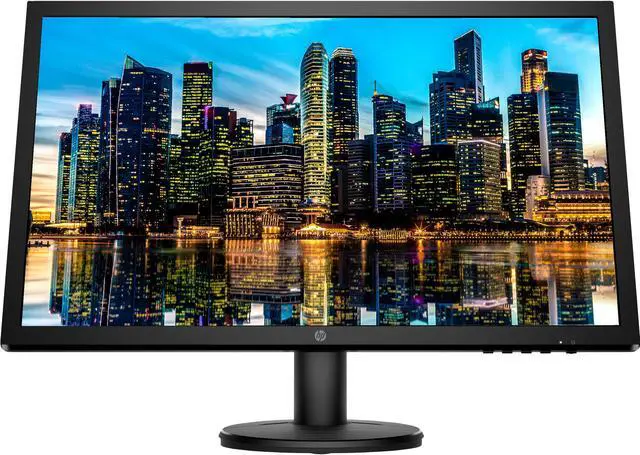 Alt view image 2 of 7 - HP V24 24 inch TN Full HD 1920 x 1080 LED Backlit LCD Monitor 2-Pack Bundle with HDMI & VGA ports, 75Hz Refresh Rate, Low Blue Light, Desk Mount Clamp Dual Monitor Stand, & Mini Speaker - Red