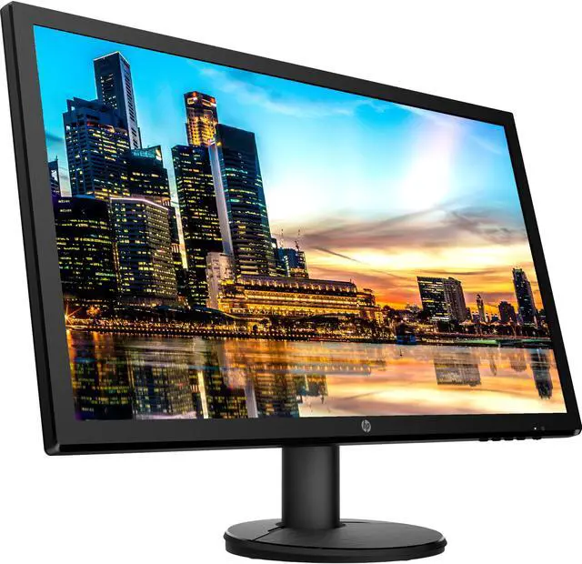 Alt view image 3 of 7 - HP V24 24 inch TN Full HD 1920 x 1080 LED Backlit LCD Monitor 2-Pack Bundle with HDMI & VGA ports, 75Hz Refresh Rate, Low Blue Light, Desk Mount Clamp Dual Monitor Stand, & Mini Speaker - Red