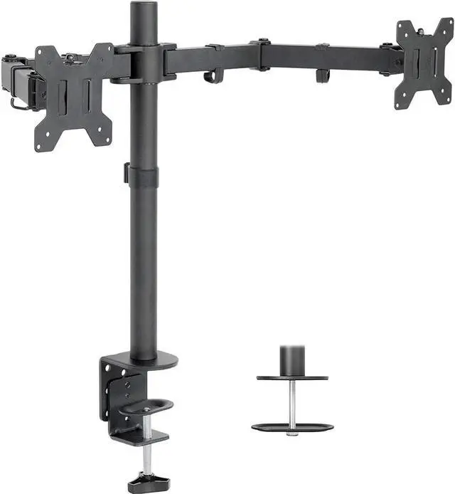 Alt view image 6 of 7 - HP V24 24 inch TN Full HD 1920 x 1080 LED Backlit LCD Monitor 2-Pack Bundle with HDMI & VGA ports, 75Hz Refresh Rate, Low Blue Light, Desk Mount Clamp Dual Monitor Stand, & Mini Speaker - Red