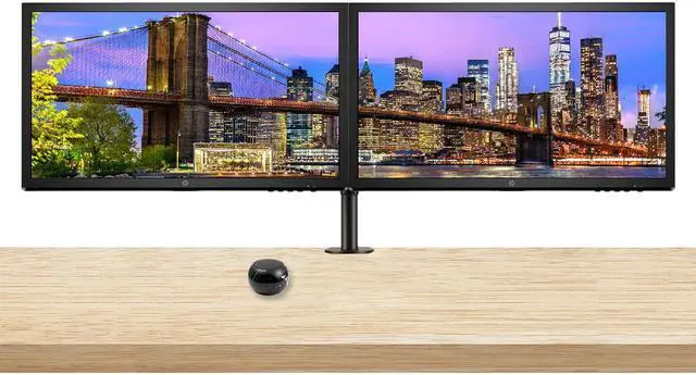 Main image of HP V24 24 inch TN Full HD 1920 x 1080 LED Backlit LCD Monitor 2-Pack Bundle with FreeSync, 75Hz Refresh Rate, Low Blue Light, Desk Mount Clamp Dual Monitor Stand, & Mini Speaker - Black Marble