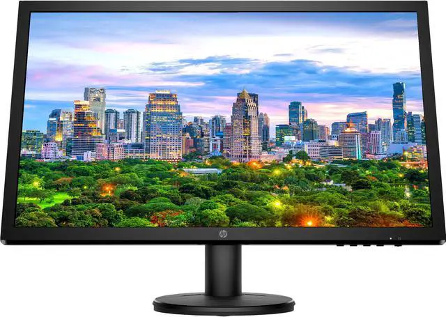 Alt view image 2 of 7 - HP V24 24 inch TN Full HD 1920 x 1080 LED Backlit LCD Monitor 2-Pack Bundle with FreeSync, 75Hz Refresh Rate, Low Blue Light, Desk Mount Clamp Dual Monitor Stand, & Mini Speaker - Pink Marble