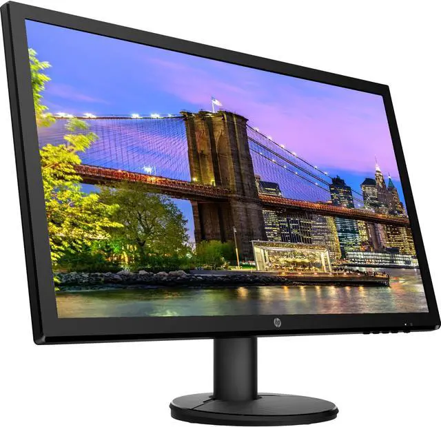 Alt view image 3 of 7 - HP V24 24 inch TN Full HD 1920 x 1080 LED Backlit LCD Monitor 2-Pack Bundle with FreeSync, 75Hz Refresh Rate, Low Blue Light, Desk Mount Clamp Dual Monitor Stand, & Mini Speaker - Black Marble