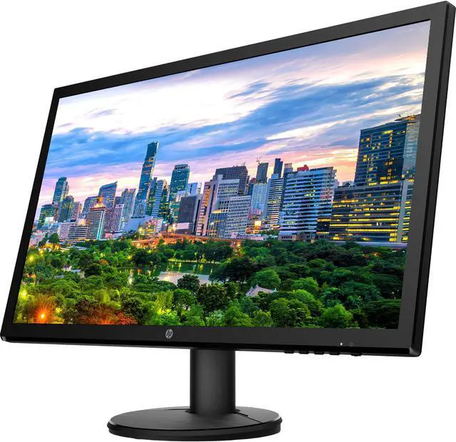 Alt view image 4 of 7 - HP V24 24 inch TN Full HD 1920 x 1080 LED Backlit LCD Monitor 2-Pack Bundle with FreeSync, 75Hz Refresh Rate, Low Blue Light, Desk Mount Clamp Dual Monitor Stand, & Mini Speaker - Pink Marble