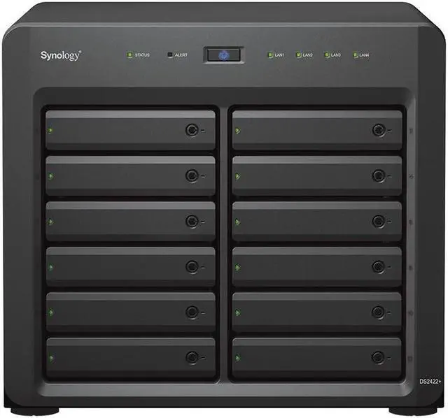 Main image of Synology DiskStation DS2422+ NAS Server with Ryzen 2.2GHz CPU, 32GB Memory, 24TB HDD Storage, 4 x 1GbE LAN Ports, DSM Operating System