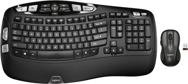 Alt view image 2 of 7 - Logitech MK670 Comfort Wave Wireless Keyboard & Mouse Combo Home Office Active Lifestyle Must-Have Modern Bundle with Mini Portable Wireless Bluetooth Speaker, Gel Wrist Pad & Gel Mouse Pad