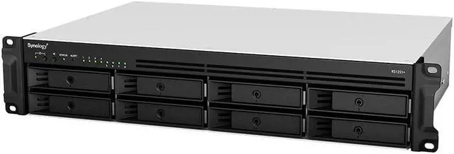 Alt view image 2 of 5 - Synology RackStation RS1221+ NAS Server with Ryzen 2.2GHz CPU, 32GB Memory, 32TB SSD Storage, 4 x 1GbE LAN Ports, DSM Operating System Bundle with Rail kit