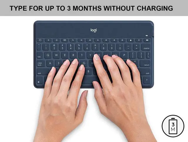 Alt view image 2 of 6 - Logitech Keys-to-Go Super-Slim & Super-Light Bluetooth Keyboard for iPhone, iPad, Mac & Apple TV, Including iPad Air 5th Gen (2022) - Classic Blue