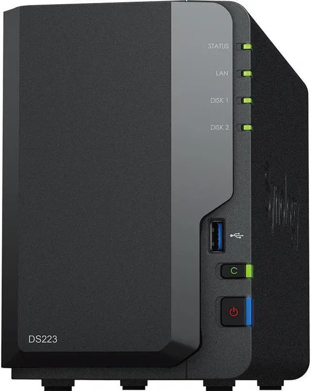 Alt view image 4 of 7 - Synology DiskStation DS223 NAS Server with RTD1619B 1.7GHz CPU, 2GB Memory, 2TB SSD Storage, 1 x 1GbE LAN Port, DSM Operating System