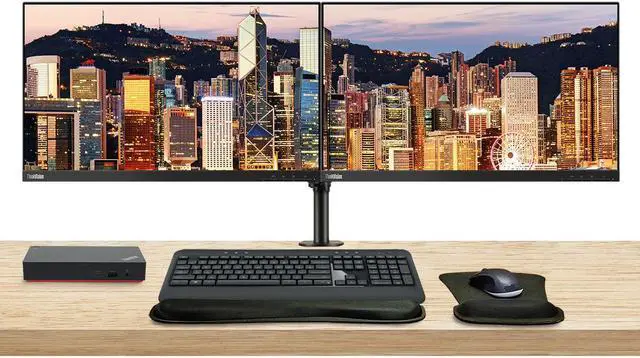 Main image of Lenovo ThinkVision P24h 2560 x 1440 LED QHD LCD, 2-Pack Bundle with HDMI, DisplayPort, Daisy Chain ready, Dock, USB-C, USB Hub, Dual Monitor Stand, MK540 Wireless Keyboard & Mouse, Mouse & Wrist Pad