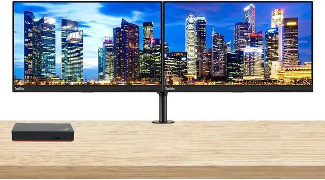 Main image of Lenovo ThinkVision T22i 22-inch 1920 x 1080 LED FHD Widescreen LCD Monitor, 2-Pack Bundle with HDMI, VGA, DisplayPort, USB Hub, Desk Mount Dual Monitor Stand, ThinkPad Universal USB-C Multiport Dock