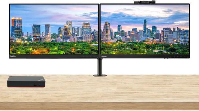 Main image of Lenovo ThinkVision T22v 1920 x 1080 LED FHD LCD, 2-Pack Bundle with T22i, HDMI, VGA, DisplayPort, USB Hub, Webcam, Speaker, Microphone, Dual Monitor Stand, ThinkPad Universal USB-C Multiport Dock