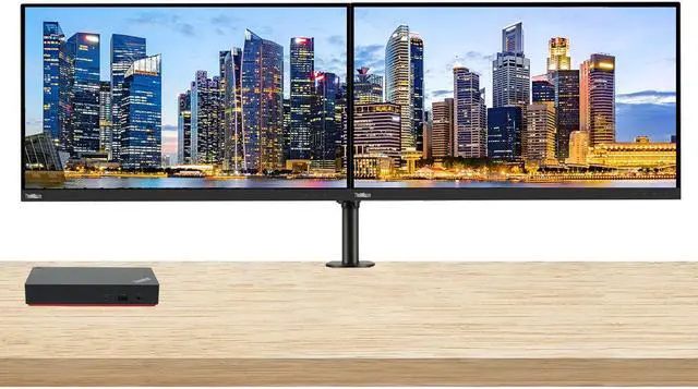 Main image of Lenovo ThinkVision T27p 27-inch 3840 x 2160 LED 4K Ultra HD Widescreen LCD Monitor, 2-Pack Bundle with HDMI, DisplayPort, USB Hub, Ethernet, USB-C, Dual Monitor Stand, ThinkPad Universal USB-C Dock