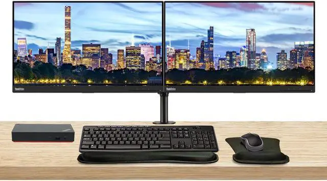 Main image of Lenovo ThinkVision T22i 22-inch 1920 x 1080 LED FHD LCD, 2-Pack Bundle with HDMI, DisplayPort, USB Hub, Dual Monitor Stand, ThinkPad USB-C Dock, MK270 Wireless Keyboard & Mouse, Gel Mouse & Wrist Pad