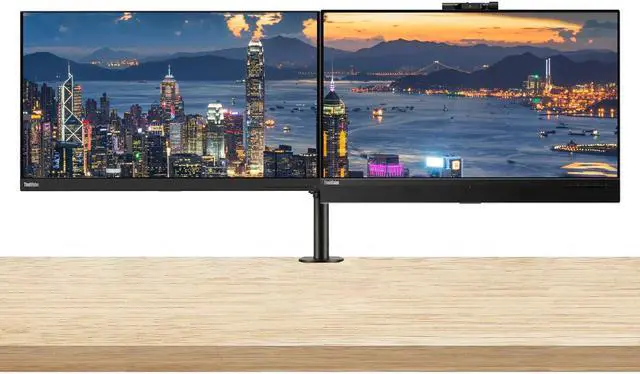 Main image of Lenovo ThinkVision T27hv 27-inch 2560 x 1440 LED QHD Widescreen LCD, 2-Pack Bundle with T27h, HDMI, VGA, DisplayPort, USB-C, USB Hub, Webcam, Speaker, Microphone, Desk Mount Dual Monitor Stand
