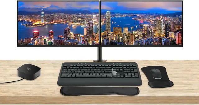 Main image of HP EliteDisplay E24q G5 24 Quad HD 2560 x 1440 LED-Backlit LCD IPS Monitor, 2-Pack Bundle with HDMI, DisplayPort, Dual Monitor Stand, USB-C Dock, MK540 Wireless Keyboard & Mouse, Mouse & Wrist Pad