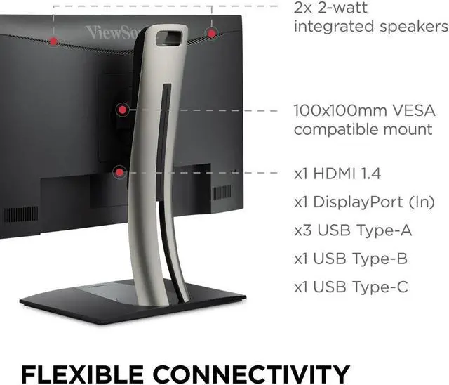Alt view image 5 of 5 - ViewSonic VP2756 27-inch 2160P UHD 4K IPS Premium Monitor, 2-Pack Bundle with ColorPro, Color Accuracy, HDMI, DisplayPort, USB-C, Speakers