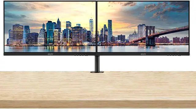 Main image of MSI Modern MD241P 24-inch 1080P Full HD IPS Widescreen LCD Monitor, 2-Pack bundle with Less Blue Light, Anti-Flicker, HDMI, USB-C, Integrated Speakers, Desk Mount Dual Monitor Stand