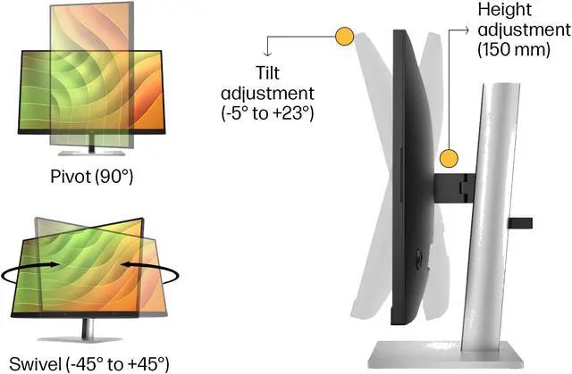 Alt view image 4 of 7 - HP EliteDisplay E27 G5 27 inch Full HD LED-Backlit LCD IPS Monitor, 2-Pack Bundle with HDMI, USB Hub, Display Port and Desk Mount Dual Monitor Stand