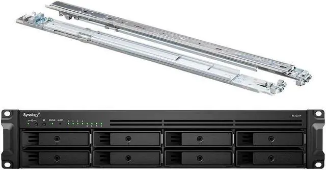 Main image of Synology RackStation RS1221+ NAS Server Bundle with Rail Kit, Ryzen CPU, Rack Mount, 32GB Memory, 160TB HDD Storage, Synology DSM Operating System, iSCSI Target Ready