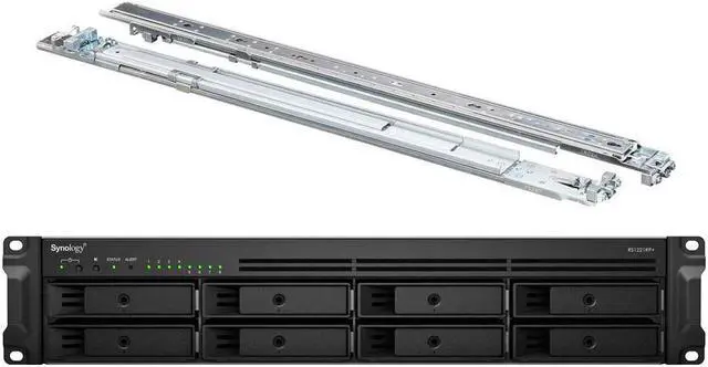 Main image of Synology RackStation RS1221RP+ NAS Server with Ryzen 2.2GHz CPU, 32GB Memory, 64TB SSD Storage, 4 x 1GbE LAN Ports, Redundant Power, DSM Operating System Bundle with Rail kit