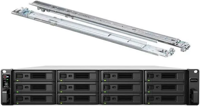 Main image of Synology RackStation RS3621RPxs NAS Server with Xeon 2.1GHz CPU, 64GB Memory, 96TB SSD Storage, 2 x 10GbE LAN Ports, Redundant Power, DSM Operating System Bundle with Rail kit
