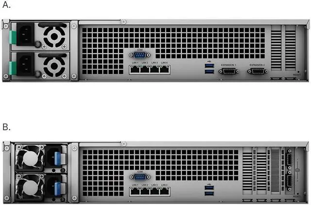 Alt view image 4 of 5 - Synology RackStation RS3621RPxs NAS Server with Xeon 2.1GHz CPU, 64GB Memory, 240TB HDD Storage, 2 x 10GbE LAN Ports, Redundant Power, DSM Operating System Bundle with Rail kit