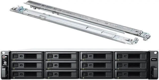 Main image of Synology RackStation RS2423+ NAS Server with Ryzen 3.35GHz CPU, 32GB Memory, 48TB SSD Storage, 10GbE LAN Ports, DSM Operating System Bundle with Rail kit
