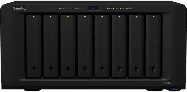 Main image of Synology DiskStation DS1821+ NAS Server with Ryzen 2.2GHz CPU, 32GB Memory, 160TB HDD Storage, 2TB M.2 NVMe SSD, DSM Operating System